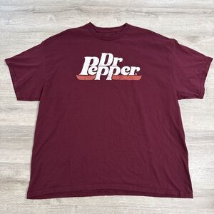 Dr Pepper Shirt Men’s 2XL Maroon Soda Pop Logo Graphic Short Sleeve